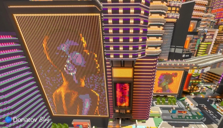 Киберпанковый город в Minecraft