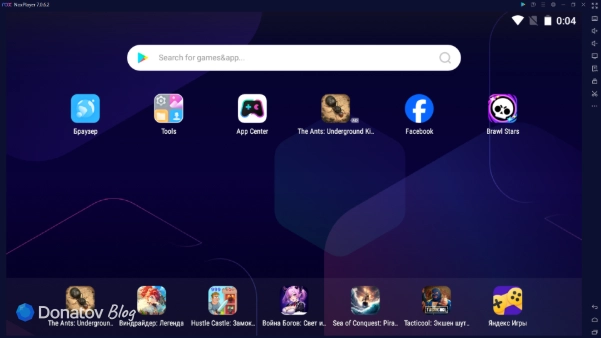 Интерфейс Nox Player