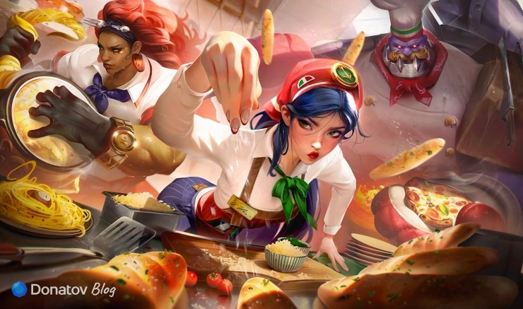 Сион, Иллаой и Ирелия в образах поваров в League of Legends