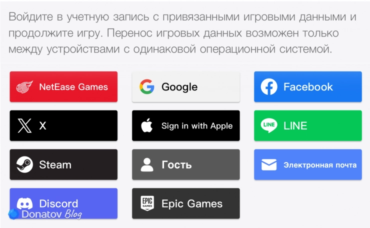 Варианты авторизации в Once Human