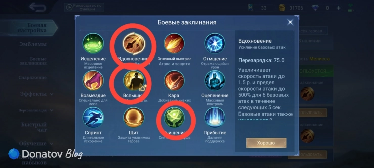 Заклинания для Мелиссы из MLBB