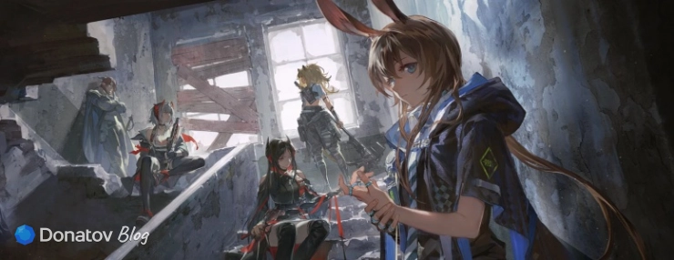 Амия в разрушенном здании (Arknights)