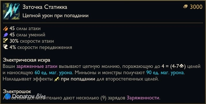 Предмет «Заточка Статикка» в League of Legends