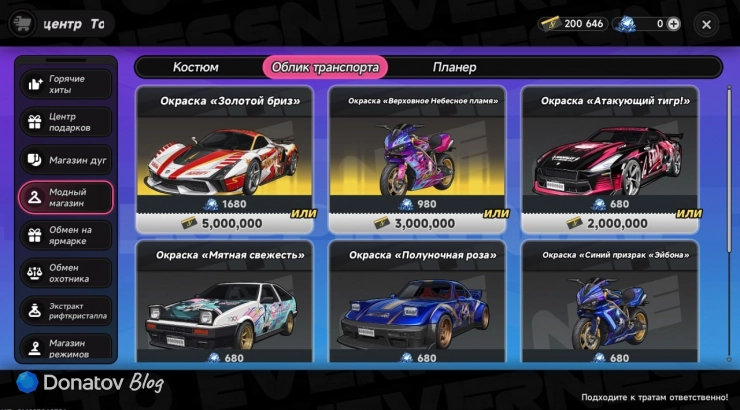 Облики транспорта в Neverness to Everness