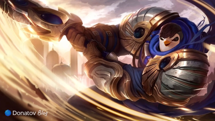 Гарен из League of Legends в костюме пингвина