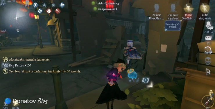 Доктор саппортит союзника в Identity V