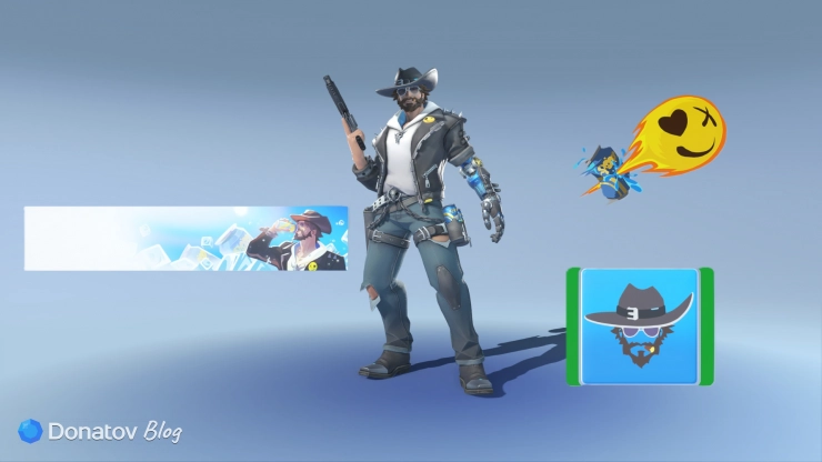 Набор косметики Кэссиди в боевом пропуске 3 сезона Overwatch