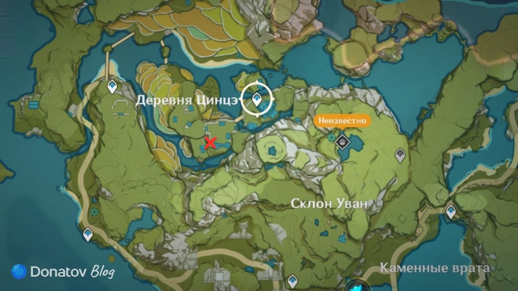 Местонахождение кристалла 39 на карте в Genshin Impact