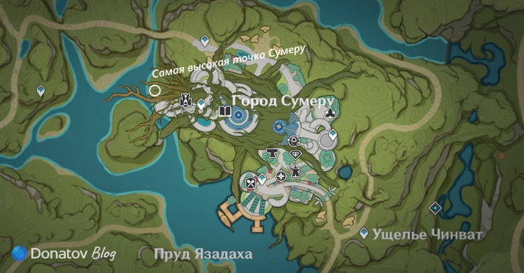 Самая высокая точка Сумеру на карте в Genshin Impact