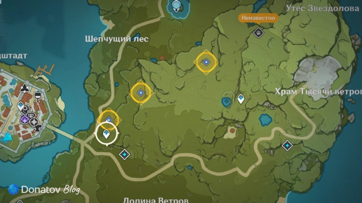 Три точки сбора монстров в Genshin Impact