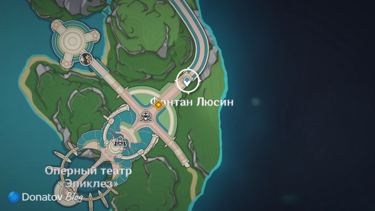Телепорт у фонтана Люсин в Genshin Impact