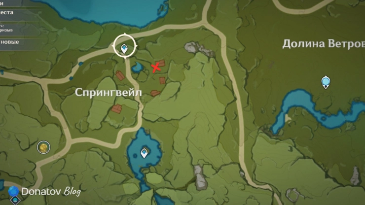 Местоположение Брук на карте в Genshin Impact