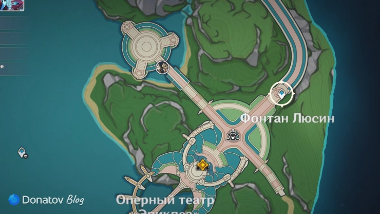 Телепорт у фонтана Люсин в Genshin Impact