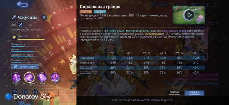 Описание первой способности Чжусинь «Порхающая грация», Mobile Legends: Bang Bang