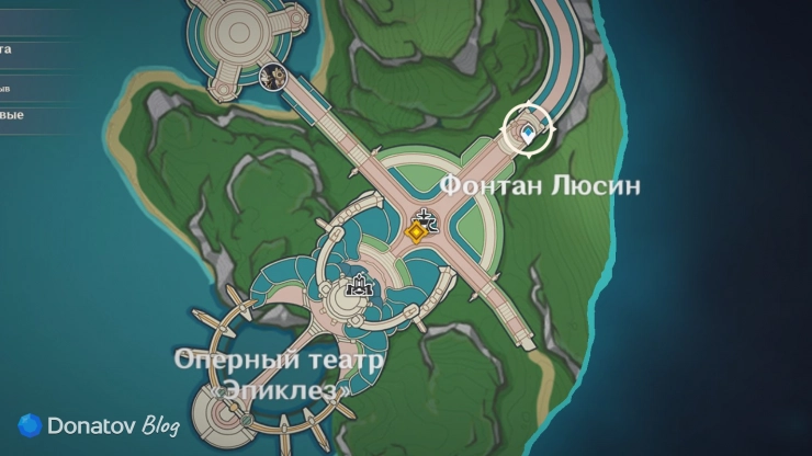Телепорт у фонтана Люсин в Genshin Impact
