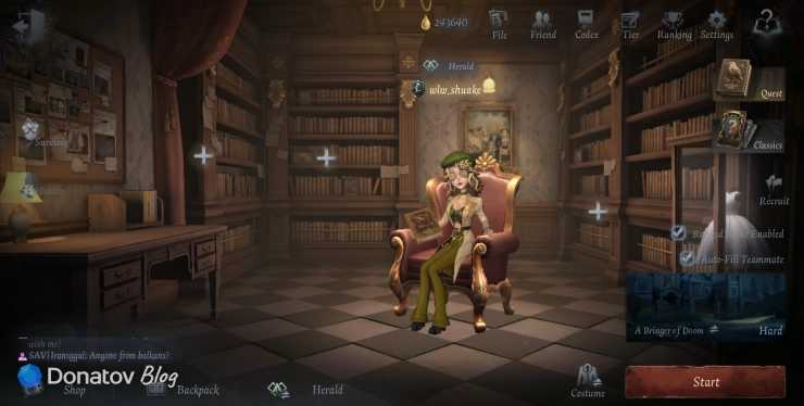 Интерфейс Cryptic Notes в Identity V