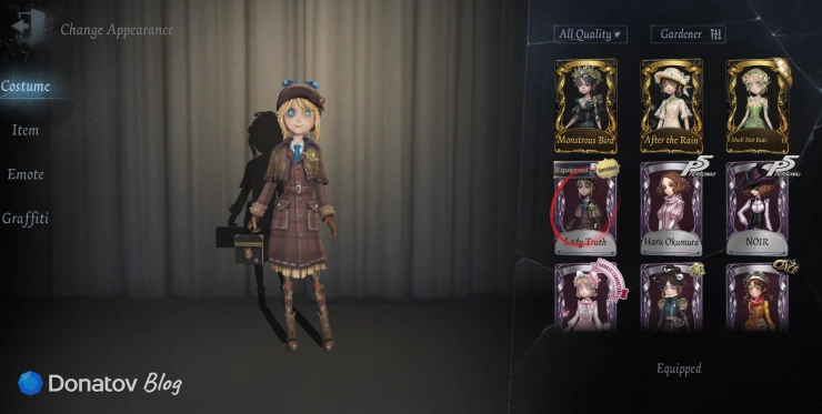 Раздел Costume в Cryptic Notes
