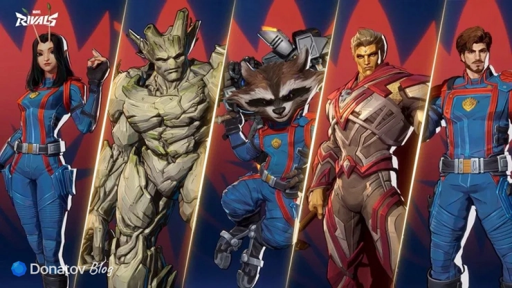 Стражи галактики в Marvel Rivals в каноничных костюмах из фильма