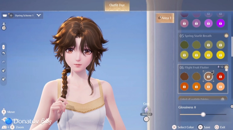 Палитры в DIY Workshop в Infinity Nikki