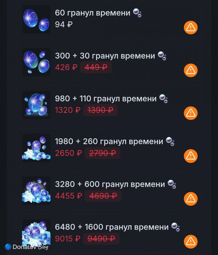 Все наборы гранул времени из Genshin Impact на сайте Donatov.net