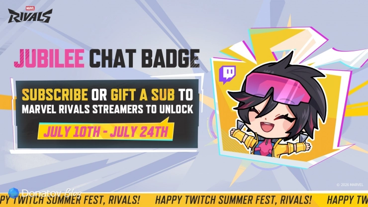 Значок Джубили из Marvel Rivals за платную подписку на Twitch