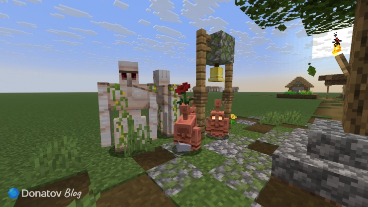 Медный голем с маком в Minecraft