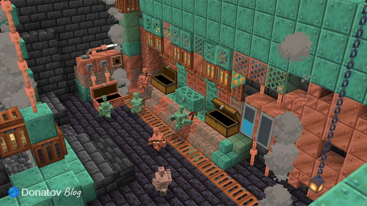 Медные големы сортируют предметы в Minecraft