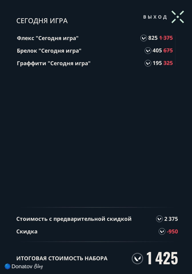 Стоимость предметов из капсулы «Сегодня игра» в Valorant