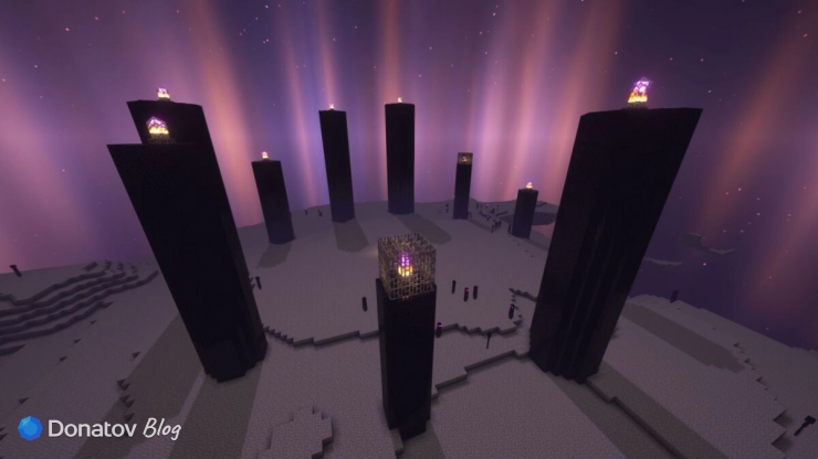 Обсидиановые столбы в Крае в Minecraft