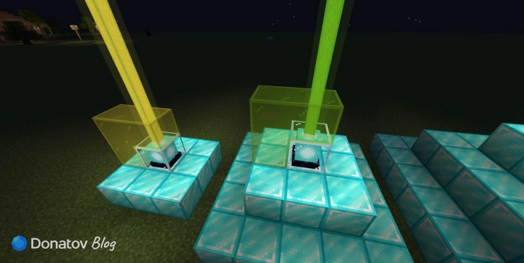 Цветной луч маяка в Minecraft
