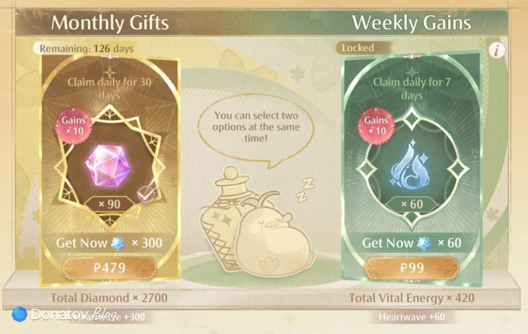 Monthly Gifts и Weekly Gains в Infinity Nikki