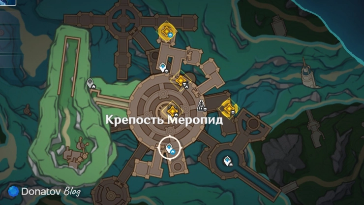 Телепорт у бараков в крепости Меропид в Genshin Impact