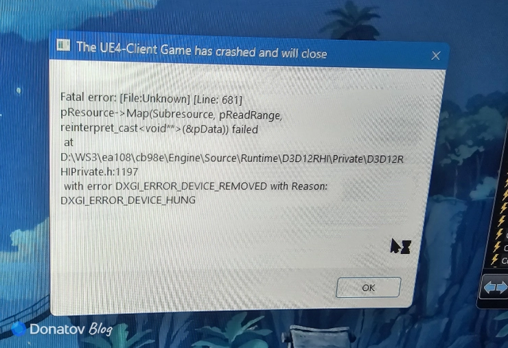 Fatal Error в Wuthering Waves из-за проблем с драйвером