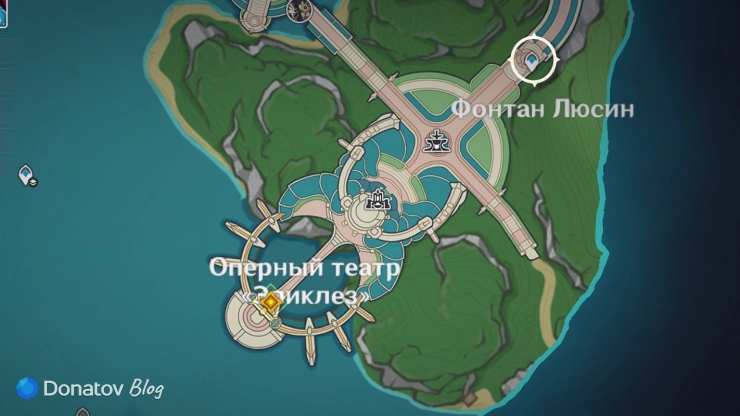 Телепорт у фонтана Люсин в Genshin Impact
