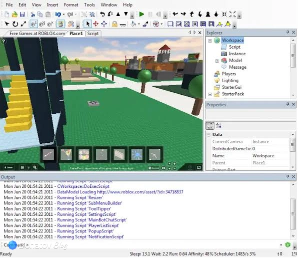 Roblox Studio: тестирование скриптов плейса