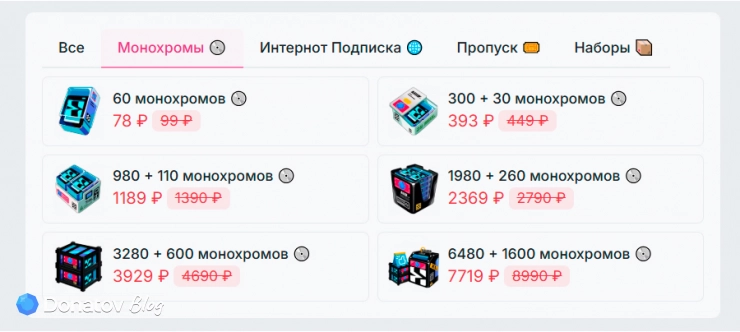 Наборы монохромов ZZZ на сайте Donatov.net