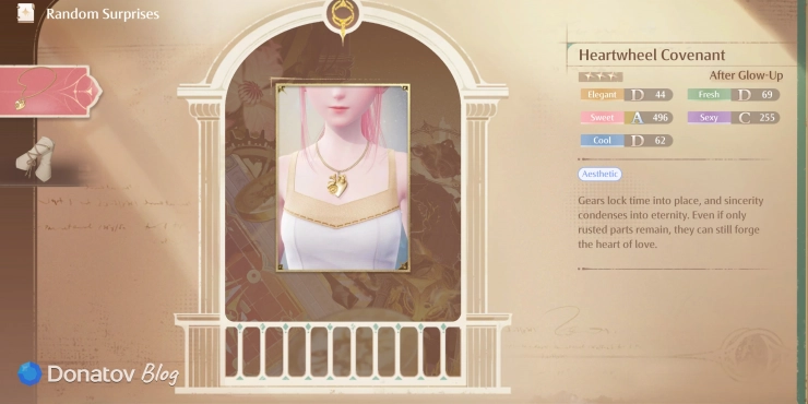 Страница компендиума с Heartwheel Covenant в Infinity Nikki