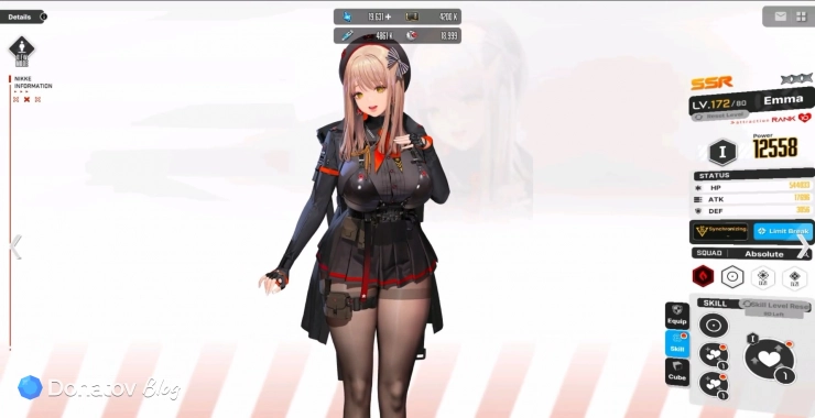 Эмма в меню персонажа в Goddess of Victory: Nikke
