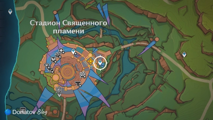 Телепорт у стадиона Священного пламени в Genshin Impact