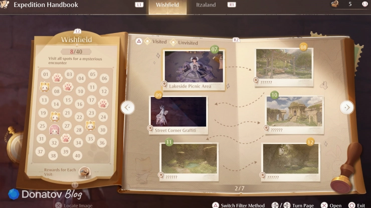 Содержимое Expedition Handbook в Infinity Nikki