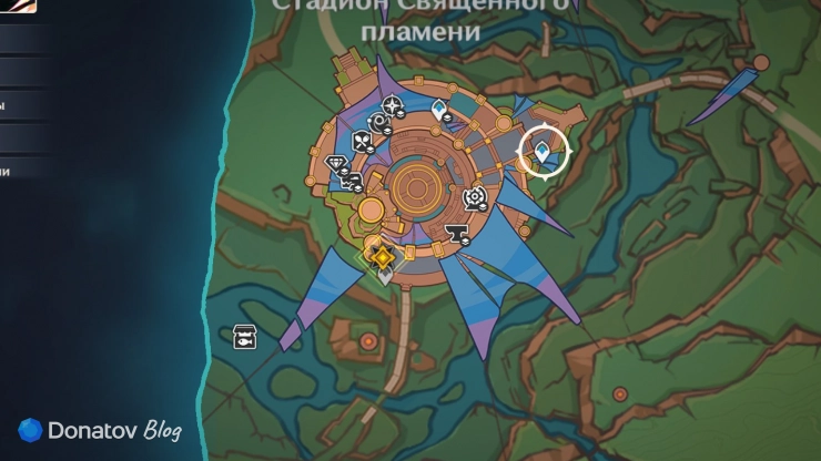 Телепорт у стадиона Священного пламени в Genshin Impact