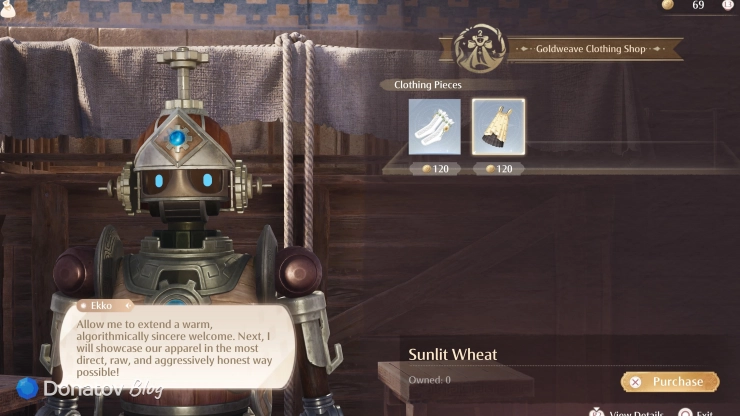 Ассортимент Goldweave Clothing Shop в Infinity Nikki