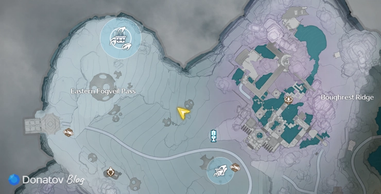Расположение Cloudperch Seed в области Eastern Fogveil Pass