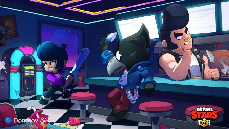 Булл и трио на арте Brawl Stars