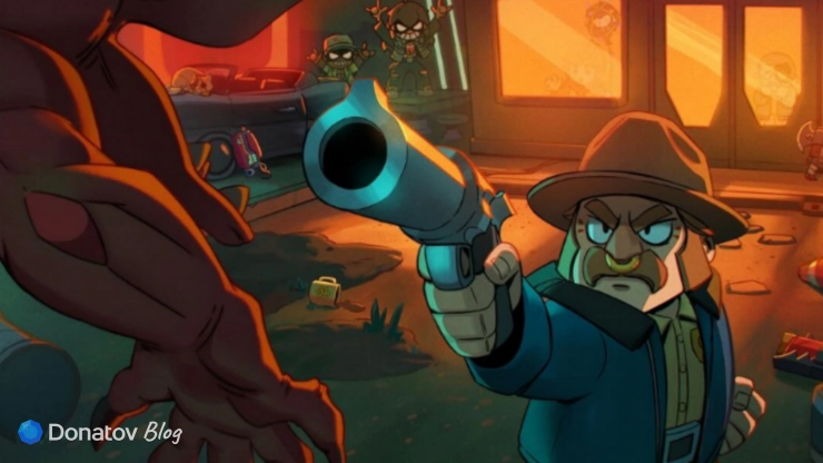 Булл из Brawl Stars на коллаборационном арте