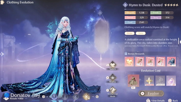 Эволюция Hymn to Dusk: Dusted для наряда Hymn to Dusk в Infinity Nikki