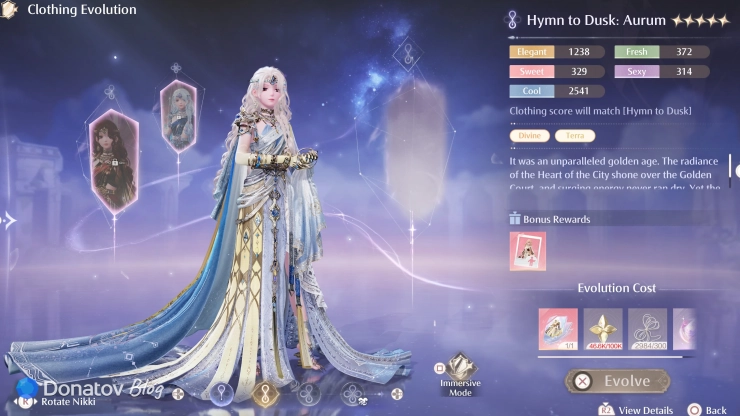 Эволюция Hymn to Dusk: Aurum для наряда Hymn to Dusk в Infinity Nikki