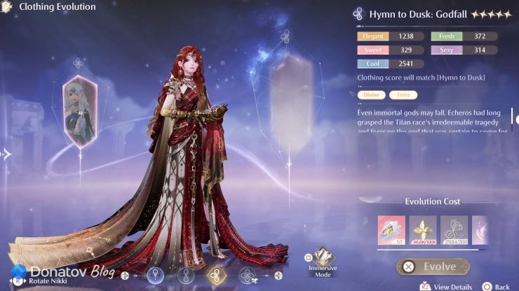 Эволюция Hymn to Dusk: Godfall для наряда Hymn to Dusk в Infinity Nikki