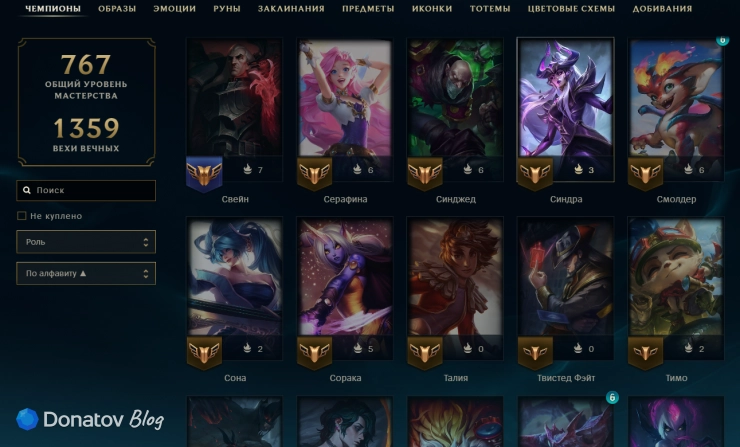Синдра в коллекции персонажей League of Legends