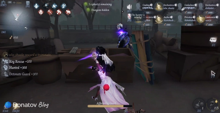 Enchantress в Identity V под эффектом Тайда
